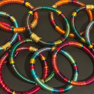 Colorful Silk Thread Wrapped Bangle Set